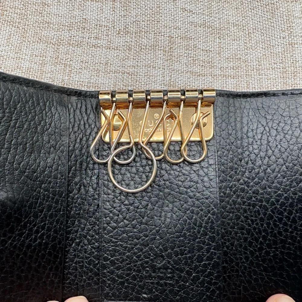 Gucci GG Canvas & Black Leather Key Holder